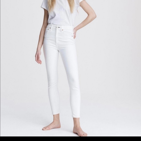 🥳HP🥳Rag & Bone White Super High Rise Jeans 23 - Picture 2 of 5